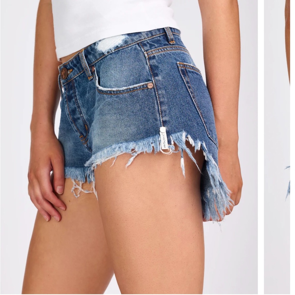 One Teaspoon Distressed Blue Jean Shorts